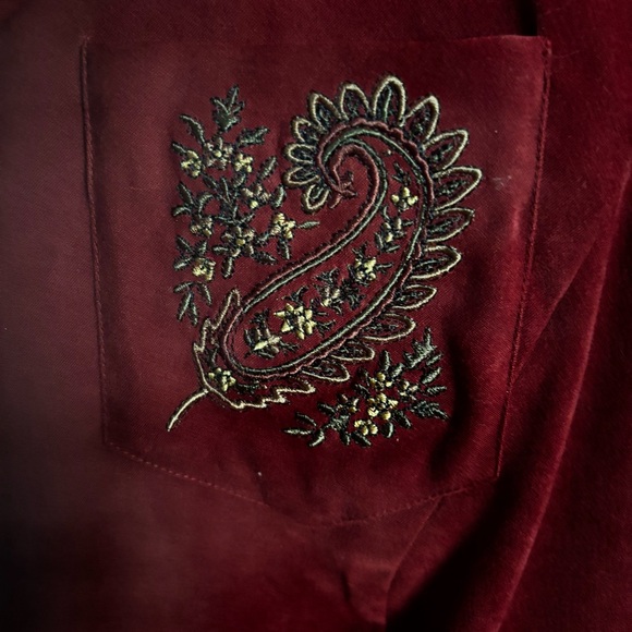 VINTAGE Koret Retro Faux Suede Women's Burgundy Blazer Large Size Measurements - Picture 3 of 7